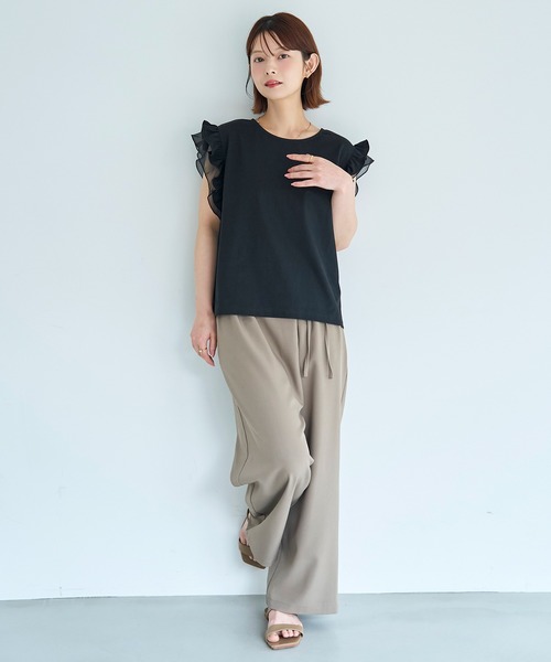 mil（ミル）の「チュール フリルスリーブTシャツ【587230】（Tシャツ/カットソー・レディース・チャコールグレー/オフホワイト/ブラック・XS/S）」の22枚目の写真