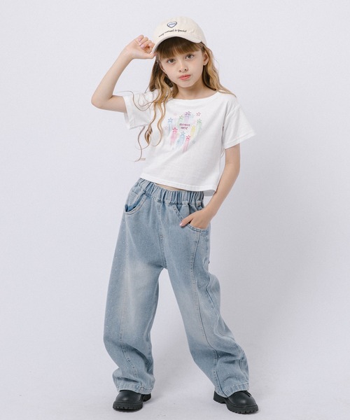 URBAN CHERRY（アーバンチェリー）の「ポップスターロゴプリントクロップドトップス（Tシャツ/カットソー・キッズ・ホワイト/ブラック・160cm/150cm/140cm/130cm/120cm/110cm）」の6枚目の写真