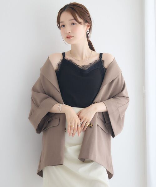 RETRO GIRL（レトロガール）の「【48H限定価格】レースドッキングカップ付キャミ（キャミソール・レディース・ブラック/オフホワイト・FREE）」の3枚目の写真