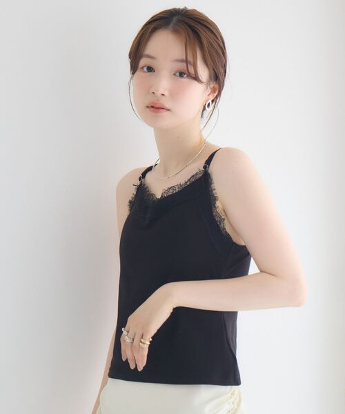 RETRO GIRL（レトロガール）の「【48H限定価格】レースドッキングカップ付キャミ（キャミソール・レディース・ブラック/オフホワイト・FREE）」の5枚目の写真