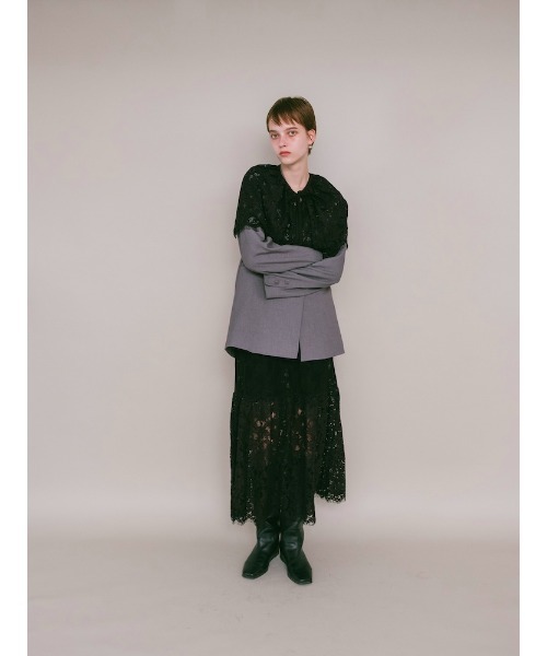 sahara(サハラ)の「【26AW PRE ORDER】Lace Switching Dress(ワンピース・レディース・ブラック/オフホワイト/ブラウン・FREE)」の14枚目の写真