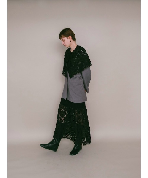 sahara(サハラ)の「【26AW PRE ORDER】Lace Switching Dress(ワンピース・レディース・ブラック/オフホワイト/ブラウン・FREE)」の15枚目の写真