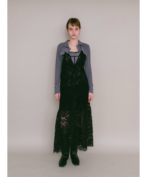 sahara(サハラ)の「【26AW PRE ORDER】Lace Switching Dress(ワンピース・レディース・ブラック/オフホワイト/ブラウン・FREE)」の4枚目の写真