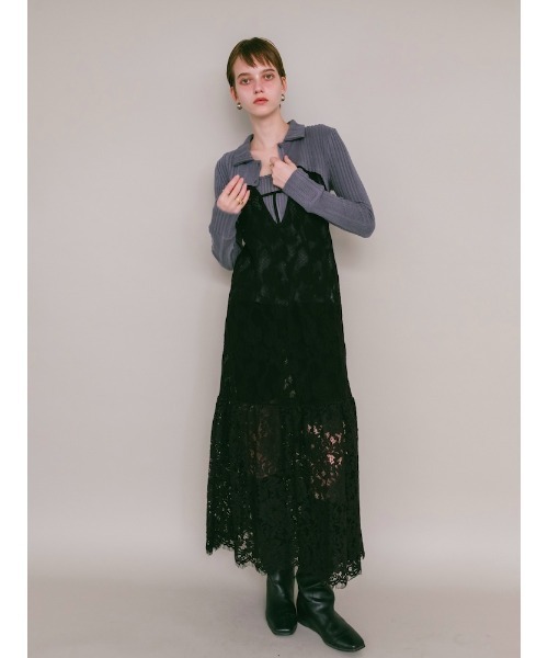 sahara(サハラ)の「【26AW PRE ORDER】Lace Switching Dress(ワンピース・レディース・ブラック/オフホワイト/ブラウン・FREE)」の6枚目の写真