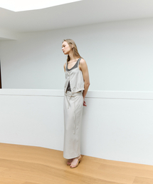 Belt Long Skirt_Beige