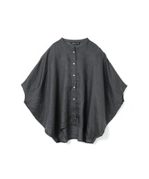 mizuiro ind リネンスタンドカラーコクーンシャツ