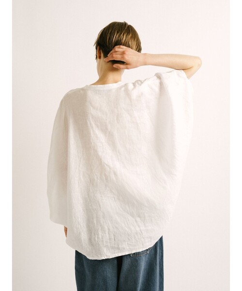 mizuiroind(ミズイロインド)の「mizuiro ind リネンスタンドカラーコクーンシャツ(シャツ/ブラウス・レディース・ライトグレー/チャコールグレー/オフホワイト/ベージュ/ブラック・FREE)」の15枚目の写真