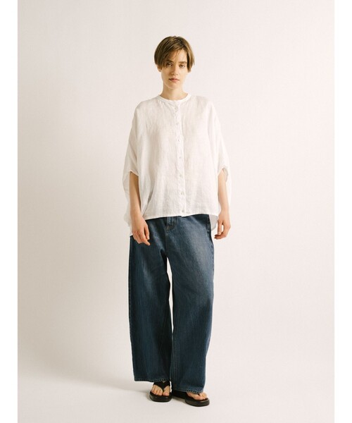 mizuiroind(ミズイロインド)の「mizuiro ind リネンスタンドカラーコクーンシャツ(シャツ/ブラウス・レディース・ライトグレー/チャコールグレー/オフホワイト/ベージュ/ブラック・FREE)」の16枚目の写真