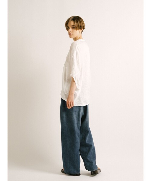 mizuiroind(ミズイロインド)の「mizuiro ind リネンスタンドカラーコクーンシャツ(シャツ/ブラウス・レディース・ライトグレー/チャコールグレー/オフホワイト/ベージュ/ブラック・FREE)」の19枚目の写真