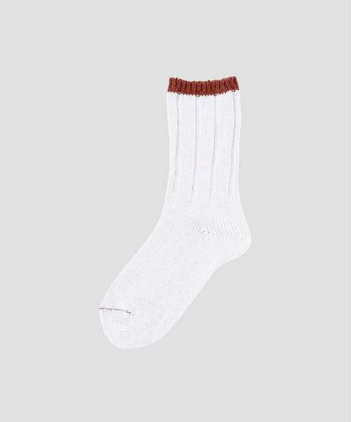 MHL.(エムエイチエル)の「TIPPED COTTON RIB SOCK(ソックス/靴下・レディース・ベージュ/グレー/アイボリー・FREE)」の2枚目の写真