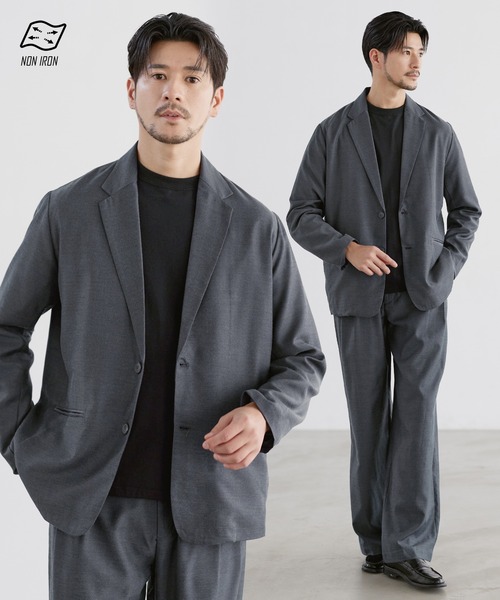 LIL VENDARS(リルヴェンダース)の「Buyer's Select /【セットアップ 2点セット】【防シワ】ウール混シングルテーラードジャケット+2タックストレートパンツ(セットアップ・メンズ・ブラック/チャコール/ブラウン・L/M/S/XL)」の2枚目の写真