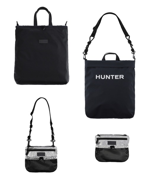 HUNTER(ハンター)の「トラベル マルチファンクション パッカブル トート(トートバッグ・レディース・ブラック×シルバー・ONESIZE)」の1枚目の写真