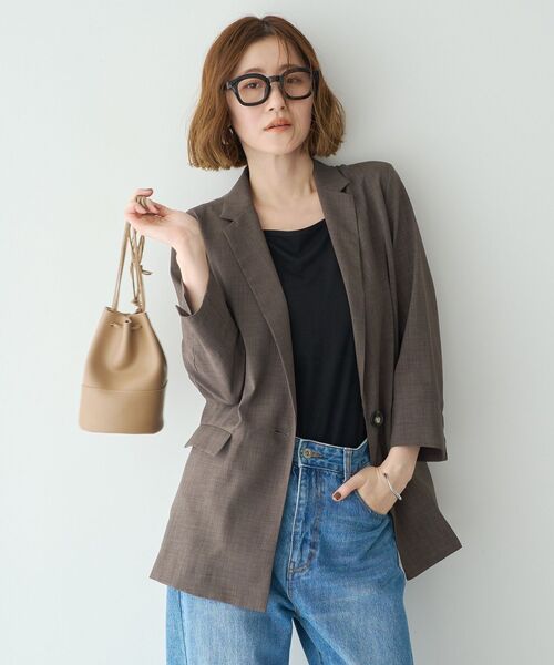 YECCA VECCA(イェッカヴェッカ)の「【UVカット】リネンライクジャケット(テーラードジャケット・レディース・ライトグレー/ネイビー/ブラウン・FREE)」の18枚目の写真