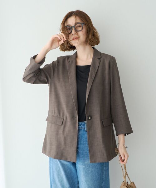 YECCA VECCA(イェッカヴェッカ)の「【UVカット】リネンライクジャケット(テーラードジャケット・レディース・ライトグレー/ネイビー/ブラウン・FREE)」の17枚目の写真