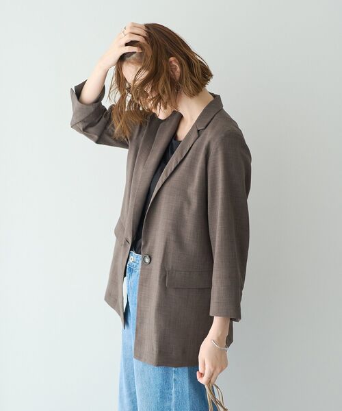YECCA VECCA(イェッカヴェッカ)の「【UVカット】リネンライクジャケット(テーラードジャケット・レディース・ライトグレー/ネイビー/ブラウン・FREE)」の16枚目の写真