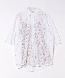 スタッズ フローラル レース シャツ