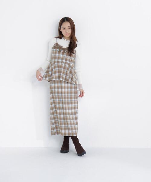 NATURAL BEAUTY BASIC(ナチュラルビューティーベーシック)の「ケミカルレースキャミ&スカート(セットアップ・レディース・ブラウン系その他/ベージュ系その他・フリ-)」の4枚目の写真