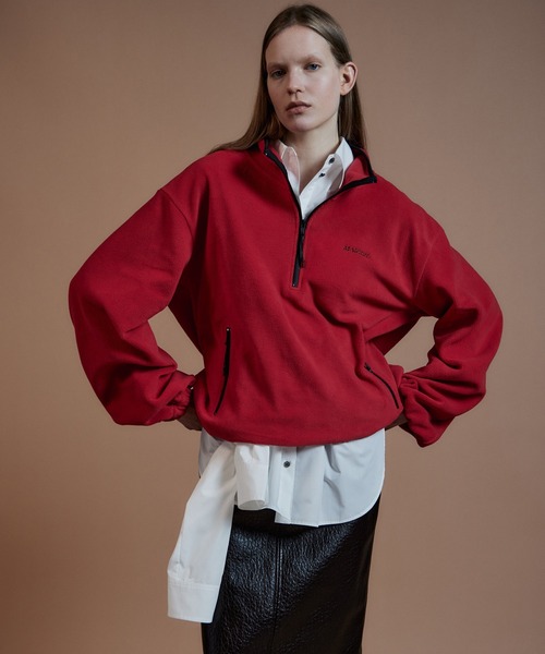 MAISON SPECIAL(メゾンスペシャル)の「【2026Autumn PRE-ORDER】Half-Zip Fleece Top/ハーフジップフリーストップ(Tシャツ/カットソー・レディース・レッド/ブラック/ホワイト・FREE)」の10枚目の写真