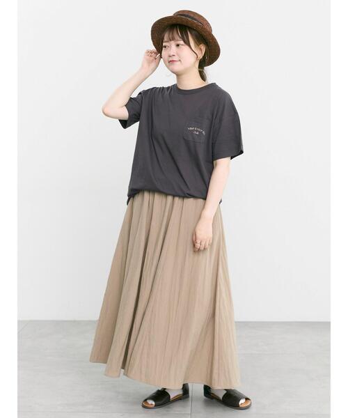 Samansa Mos2(サマンサ モスモス)の「【オーガニックコットン】刺繍ロゴTシャツ(Tシャツ/カットソー・レディース・チャコールグレー/ブルー/オフホワイト・F)」の8枚目の写真