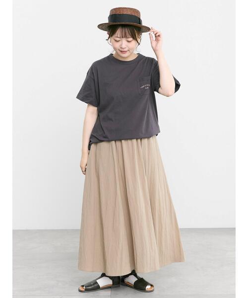 Samansa Mos2(サマンサ モスモス)の「【オーガニックコットン】刺繍ロゴTシャツ(Tシャツ/カットソー・レディース・チャコールグレー/ブルー/オフホワイト・F)」の9枚目の写真