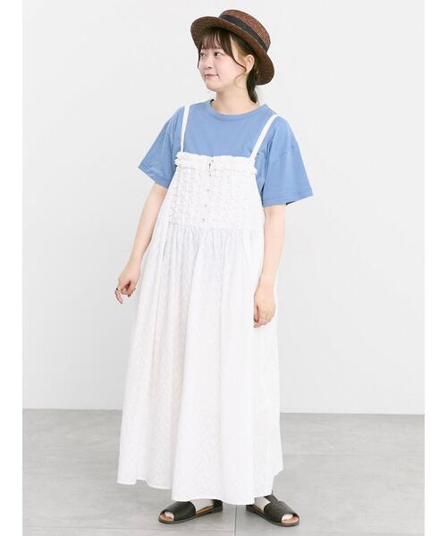 Samansa Mos2(サマンサ モスモス)の「【オーガニックコットン】刺繍ロゴTシャツ(Tシャツ/カットソー・レディース・チャコールグレー/ブルー/オフホワイト・F)」の11枚目の写真