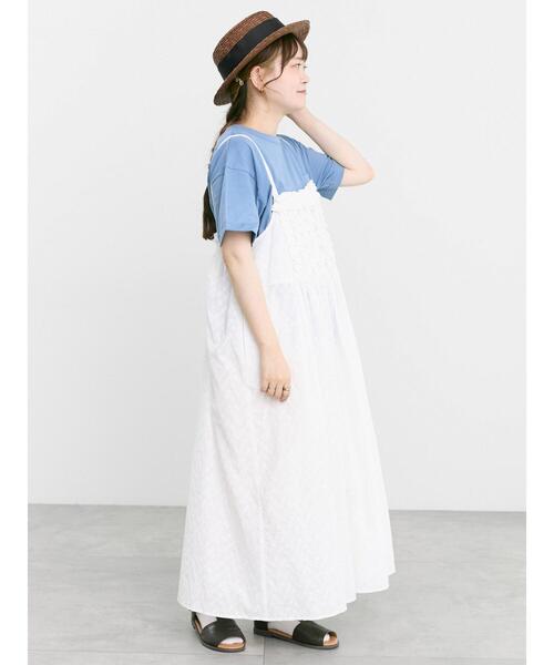 Samansa Mos2(サマンサ モスモス)の「【オーガニックコットン】刺繍ロゴTシャツ(Tシャツ/カットソー・レディース・チャコールグレー/ブルー/オフホワイト・F)」の12枚目の写真