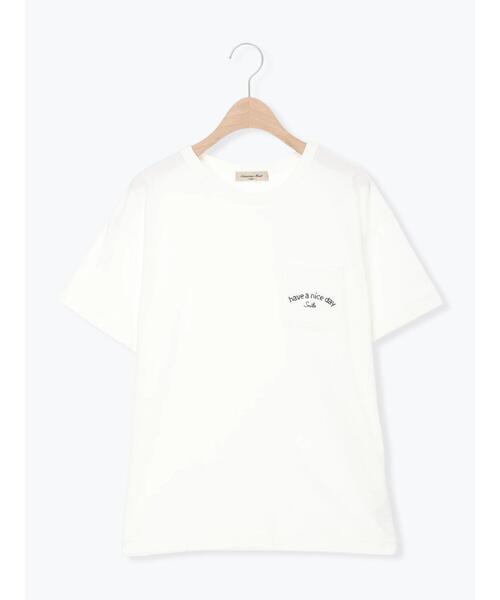 Samansa Mos2(サマンサ モスモス)の「【オーガニックコットン】刺繍ロゴTシャツ(Tシャツ/カットソー・レディース・チャコールグレー/ブルー/オフホワイト・F)」の18枚目の写真