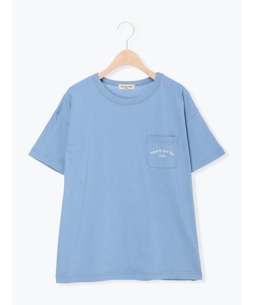 Samansa Mos2(サマンサ モスモス)の「【オーガニックコットン】刺繍ロゴTシャツ(Tシャツ/カットソー・レディース・チャコールグレー/ブルー/オフホワイト・F)」の19枚目の写真