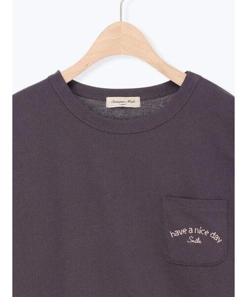 Samansa Mos2(サマンサ モスモス)の「【オーガニックコットン】刺繍ロゴTシャツ(Tシャツ/カットソー・レディース・チャコールグレー/ブルー/オフホワイト・F)」の22枚目の写真