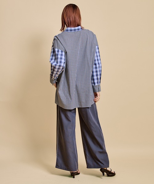 LHELBIE(レルビエ)の「クレイジーパターンチェックシャツ(シャツ/ブラウス・レディース・ブルー/ベージュ・M)」の9枚目の写真