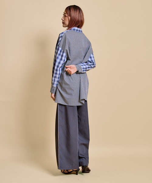 LHELBIE(レルビエ)の「クレイジーパターンチェックシャツ(シャツ/ブラウス・レディース・ブルー/ベージュ・M)」の7枚目の写真