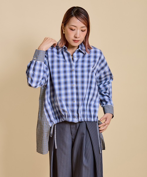 LHELBIE(レルビエ)の「クレイジーパターンチェックシャツ(シャツ/ブラウス・レディース・ブルー/ベージュ・M)」の13枚目の写真