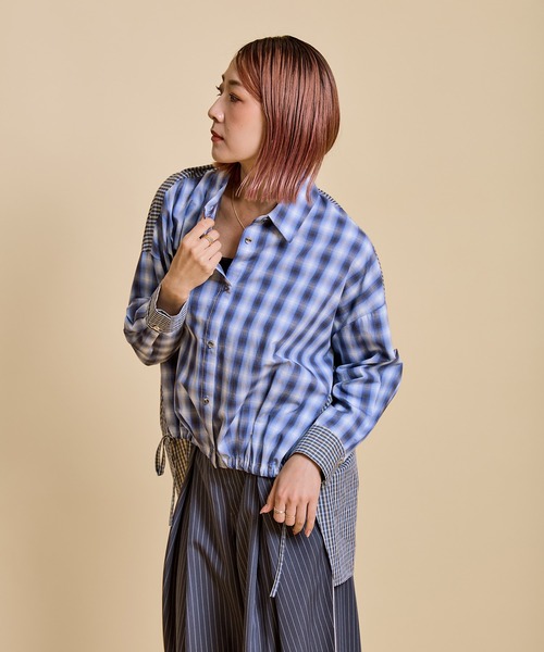 LHELBIE(レルビエ)の「クレイジーパターンチェックシャツ(シャツ/ブラウス・レディース・ブルー/ベージュ・M)」の14枚目の写真