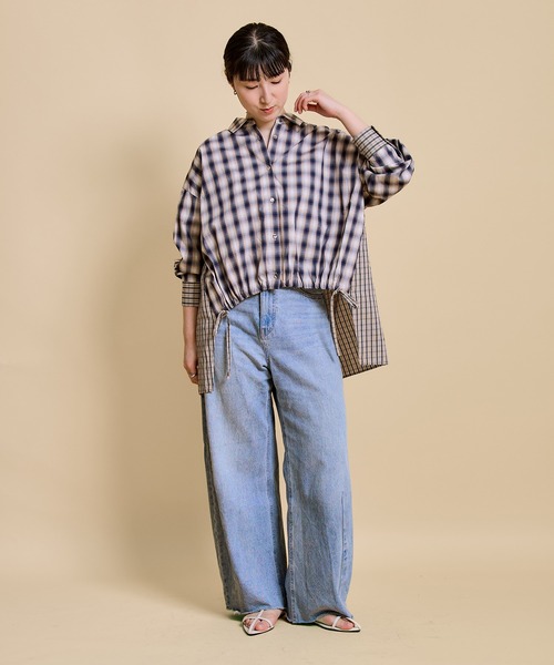 LHELBIE(レルビエ)の「クレイジーパターンチェックシャツ(シャツ/ブラウス・レディース・ブルー/ベージュ・M)」の10枚目の写真