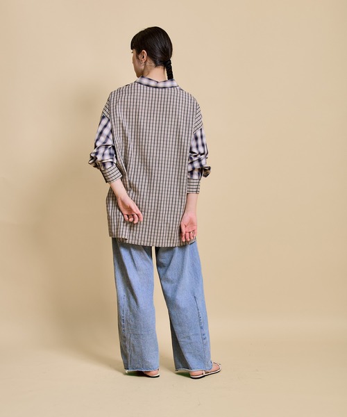 LHELBIE(レルビエ)の「クレイジーパターンチェックシャツ(シャツ/ブラウス・レディース・ブルー/ベージュ・M)」の11枚目の写真
