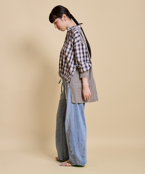 LHELBIE(レルビエ)の「クレイジーパターンチェックシャツ(シャツ/ブラウス・レディース・ブルー/ベージュ・M)」の12枚目の写真