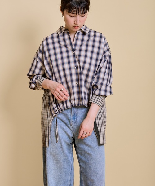 LHELBIE(レルビエ)の「クレイジーパターンチェックシャツ(シャツ/ブラウス・レディース・ブルー/ベージュ・M)」の16枚目の写真