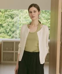 Linen Blend Raglan Button Knit Cardigan (ivory)