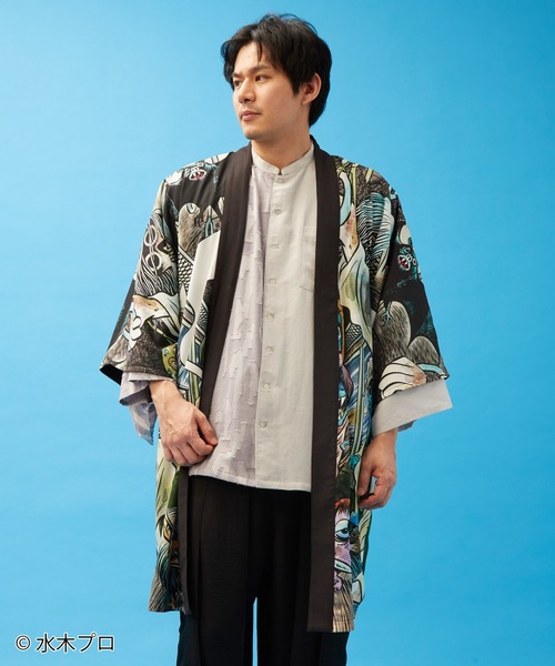 倭物やカヤ（ワモノヤカヤ）の「《水木しげる》ゲゲゲの鬼太郎 リバーシブル羽織（カーディガン/ボレロ・レディース・ブラック/ブルー・FREE）」の5枚目の写真