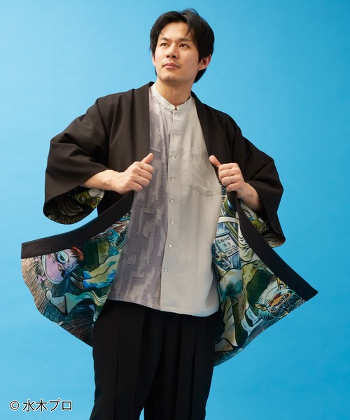 倭物やカヤ（ワモノヤカヤ）の「《水木しげる》ゲゲゲの鬼太郎 リバーシブル羽織（カーディガン/ボレロ・レディース・ブラック/ブルー・FREE）」の12枚目の写真
