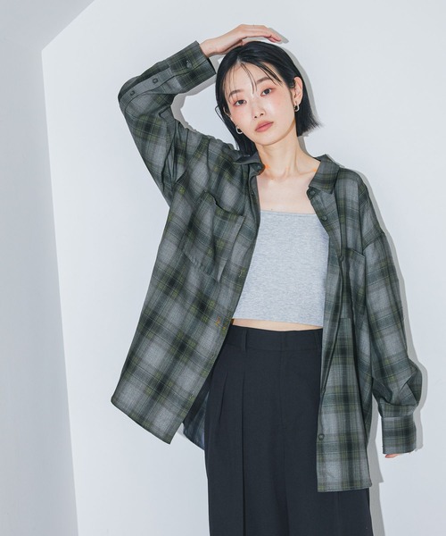 LAKOLE(ラコレ)の「<多機能ウェア>オンブレチェックシャツ / 1047189(シャツ/ブラウス・レディース・ブラック/ブラウン/グレー/キャメル・FREE)」の2枚目の写真