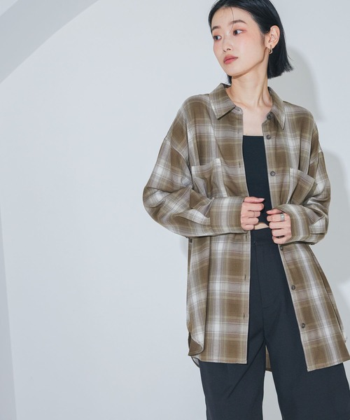 LAKOLE(ラコレ)の「<多機能ウェア>オンブレチェックシャツ / 1047189(シャツ/ブラウス・レディース・ブラック/ブラウン/グレー/キャメル・FREE)」の21枚目の写真