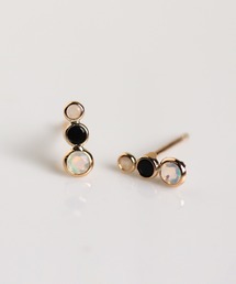 マルチカラーストーン ピアス | K10YG