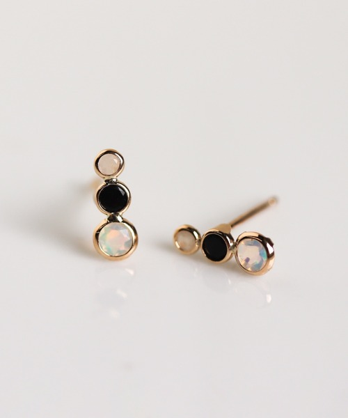 マルチカラーストーン ピアス | K10YG（ピアス（両耳用））｜cui-cui