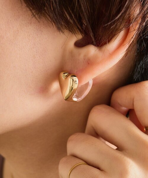 ear PAPILLONNER(イアパピヨネ)の「ハートクリアカラーピアス(ピアス(両耳用)・レディース・シルバー/ゴールド・FREE)」の2枚目の写真
