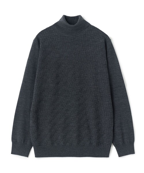 MEN'S BIGI(メンズビギ)の「12Gメリノウール 幾何学柄タートルネックニット(ニット/セーター・メンズ・ボルドー/ブラック/ホワイト/チャコールグレー・01/04/03/02)」の3枚目の写真