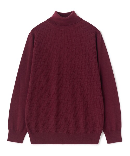 MEN'S BIGI(メンズビギ)の「12Gメリノウール 幾何学柄タートルネックニット(ニット/セーター・メンズ・ボルドー/ブラック/ホワイト/チャコールグレー・01/04/03/02)」の4枚目の写真
