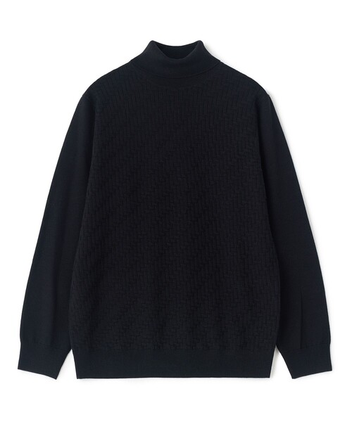 MEN'S BIGI(メンズビギ)の「12Gメリノウール 幾何学柄タートルネックニット(ニット/セーター・メンズ・ボルドー/ブラック/ホワイト/チャコールグレー・01/04/03/02)」の2枚目の写真
