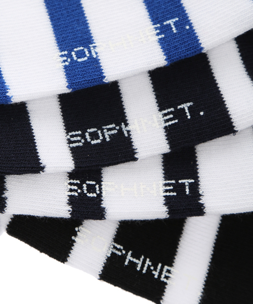 SOPHNET.（ソフネット）の「BORDER SLIP ON SOCKS（ソックス/靴下・メンズ・ブラック/ブルー/ホワイト/ネイビー・LARGE/MEDIUM）」の6枚目の写真
