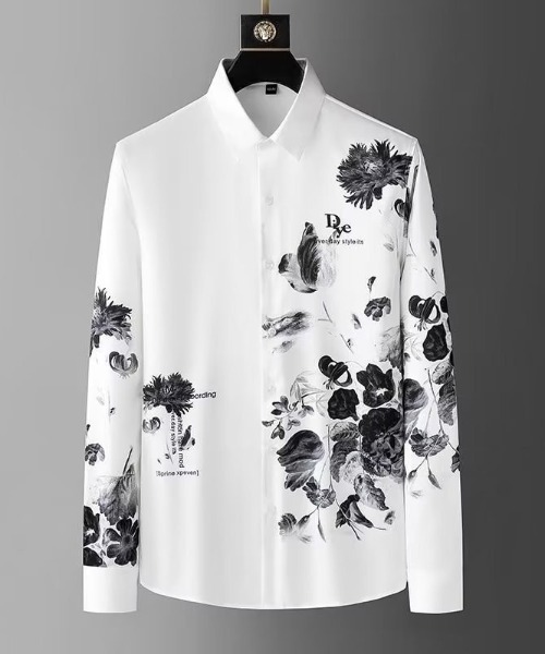SHIBUYA Zy.(シブヤジー)の「Black Bouquet レギュラーフィットプリントシャツ(シャツ/ブラウス・メンズ・ブラック/ホワイト・M/XL/L)」の3枚目の写真